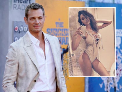 (INSET: Model Bella Davis) Joel Kinnaman, a cast member in "The Suicide Squad," poses at the premiere of the film at the Regency Village Theatre, Monday, Aug. 2, 2021, in Los Angeles. (AP Photo/Chris Pizzello)