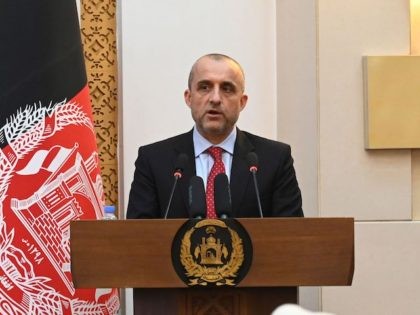 Vice President of Afghanistan Amrullah Saleh speaks during a function at the Afghan presid