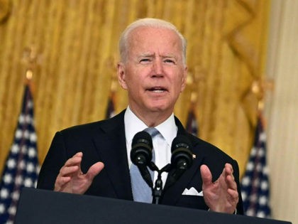 US President Joe Biden delivers remarks about the situation in Afghanistan in the East Roo