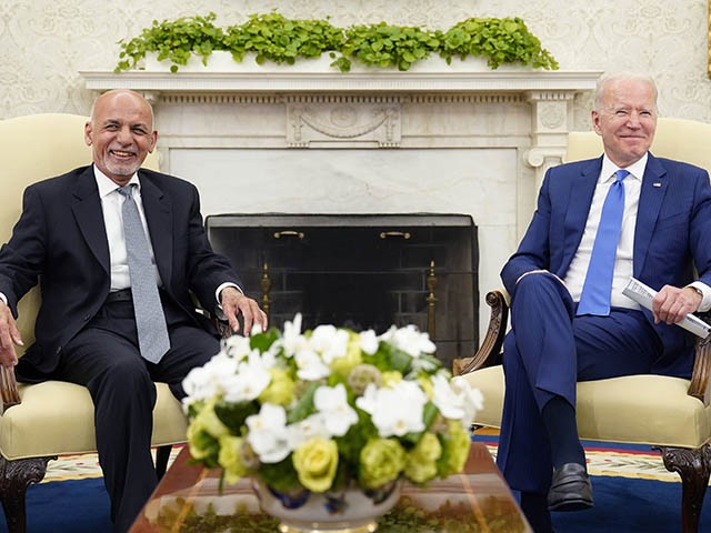 President Joe Biden, right, meets with Afghan President Ashraf Ghani, left, in the Oval Office of the White House in Washington, Friday, June 25, 2021. (AP Photo/Susan Walsh)