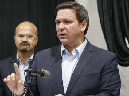 Florida Gov. Ron DeSantis speaks at the opening of a monoclonal antibody site August 18, 2