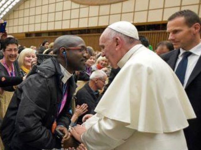 Emmanuel Abayisenga with Pope Francis, 2016