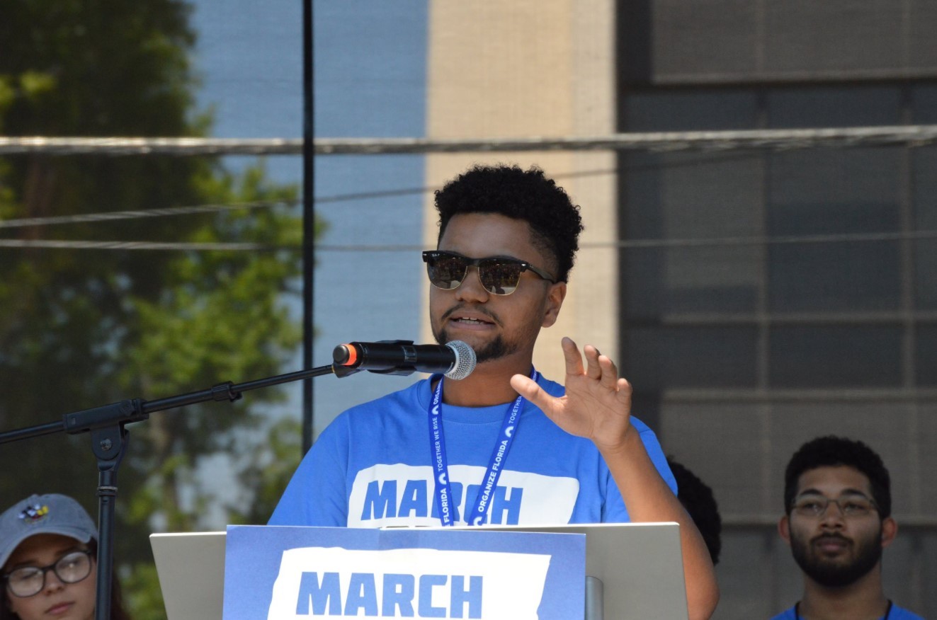 Maxwell Alejandro Frost speaks at a March for Our Lives event. Screenshot via Twitter.