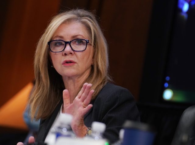 US Senator Marsha Blackburn (R-TN) speaks during the confirmation hearing for Supreme Cour