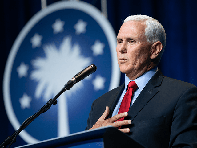 Former Vice President Mike Pence speaks to a crowd during an event sponsored by the Palmetto Family organization on April 29, 2021 in Columbia, South Carolina. The address was his first since the end of his vice presidency. (Photo by Sean Rayford/Getty Images)