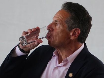 NEW YORK, NEW YORK - JUNE 09: New York Gov. Andrew Cuomo drinks water during the opening ceremony for the Tribeca Film Festival on June 9, 2021 in New York City. Actor Robert De Niro co-founded the festival, which is now in its 20th year. (Photo by Carlo Allegri-Pool/Getty Images)