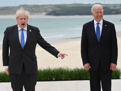 CARBIS BAY, CORNWALL - JUNE 11: US President Joe Biden and British Prime Minister Boris Jo