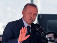 Recep Tayyip Erdogan gives a speech following a parade in the northern part of Cyprus' div