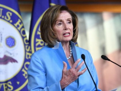 US Speaker of the House, Nancy Pelosi, Democrat of California, speaks during her weekly pr