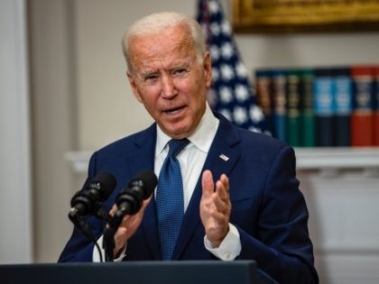 WASHINGTON, DC - AUGUST 22: U.S. President Joe Biden speaks in the Roosevelt Room on the c