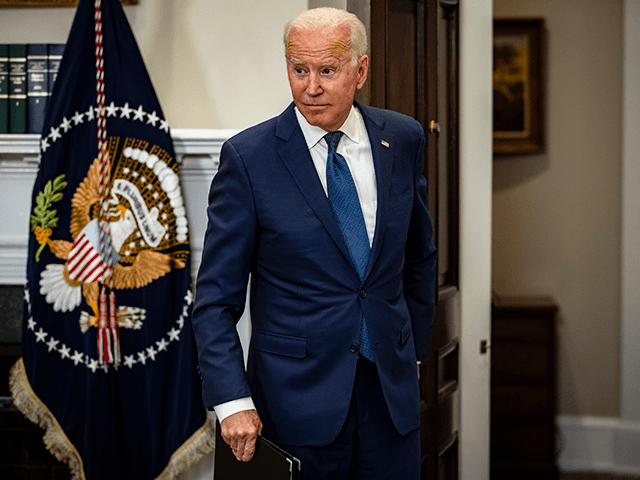 U.S. President Joe Biden speaks in the Roosevelt Room on the continuing situation in Afghanistan and the developments of Hurricane Henri at the White House on August 22, 2021 in Washington, DC. The White House announced earlier that in a 24 hour period starting on August 21st that US military …
