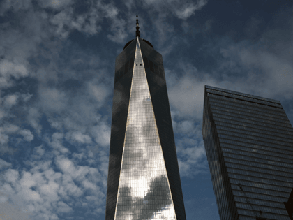 One World Trade Center, the Freedom Tower, stands in lower Manhattan during commemoration
