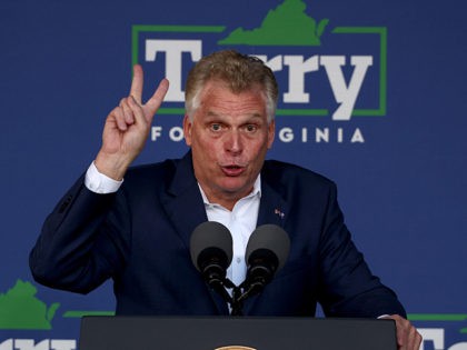 ARLINGTON, VIRGINIA - JULY 23: Virginia gubernatorial candidate Terry McAuliffe (D-VA) spe