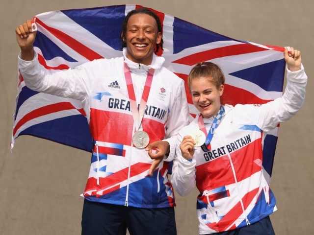 TOKYO, JAPAN - JULY 30: (L-R) Silver medalist Kye Whyte and gold medalist Bethany Shriever