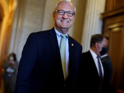 WASHINGTON, DC - AUGUST 02: U.S. Sen. Kevin Cramer (R-ND) departs the Senate Chambers during a series of amendment votes in the Capitol Building on August 02, 2021 in Washington, DC. The Senate has moved on to the amendments process this week for the legislative text of the $1 trillion …