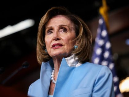 WASHINGTON, DC - AUGUST 06: House Speaker Nancy Pelosi (D-CA) speaks at her weekly news conference at the Capitol building on August 06, 2021 in Washington, DC. Speaker Pelosi discussed numerous topics including the newly released July jobs report and the Covid-19 vaccination rate in the United States. (Photo by …