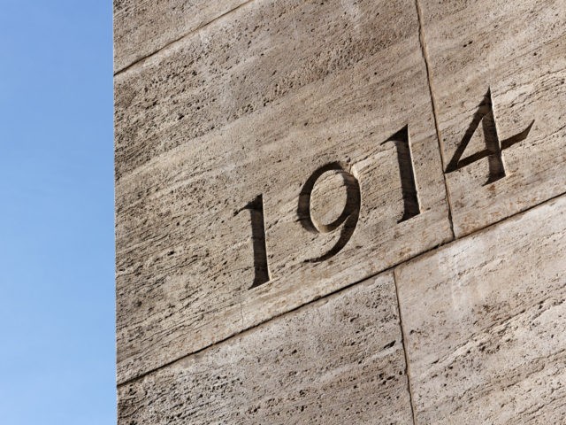 Number 1914 on monument for the dead of the First World War on the Rathausplatz in Hamburg, Germany in September 2011.