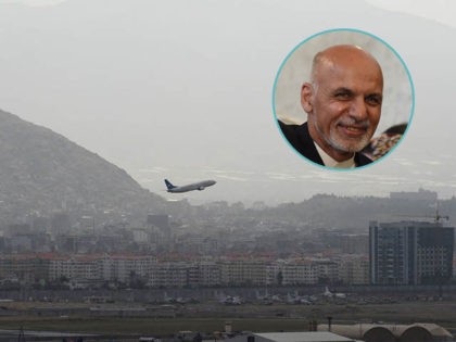 This picture taken on August 14, 2021 shows an Ariana Afghan Airlines aircraft taking-off