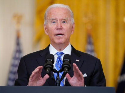 President Joe Biden speaks about his "Build Back Better" agenda from the East Room of the