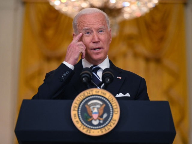 US President Joe Biden speaks about the Covid-19 response and the vaccination program in the East Room of the White House in Washington, DC, on August 18, 2021. (Photo by Jim WATSON / AFP) (Photo by JIM WATSON/AFP via Getty Images)