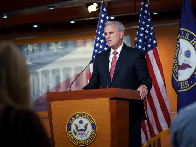 House Minority Leader Kevin McCarthy, R-Calif., speaks during his weekly news conference a