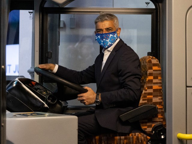 LONDON, ENGLAND - JULY 14: London Mayor Sadiq Khan sits on a bus while visiting the London