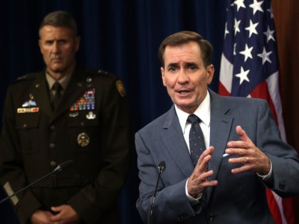 Afghanistan Biden ARLINGTON, VIRGINIA - AUGUST 17: U.S. Department of Defense Press Secretary John Kirby (R) speaks as Army Major General William Taylor (L) listens during a news briefing at the Pentagon August 17, 2021 in Arlington, Virginia. Kirby held a news briefing to discuss the current situation in Afghanistan …