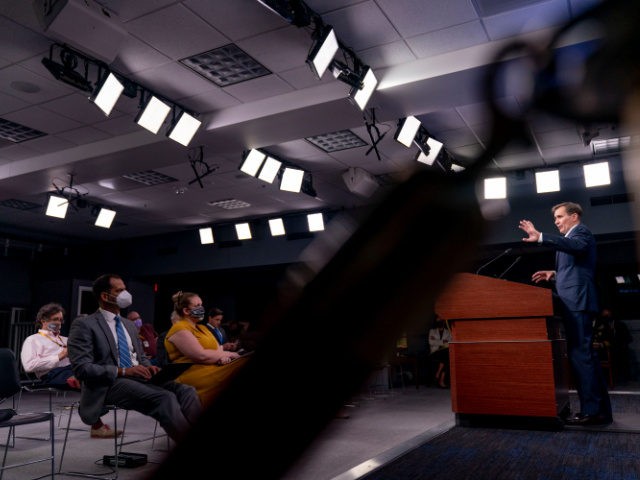 Pentagon spokesman John Kirby speaks during a briefing at the Pentagon in Washington, Thur