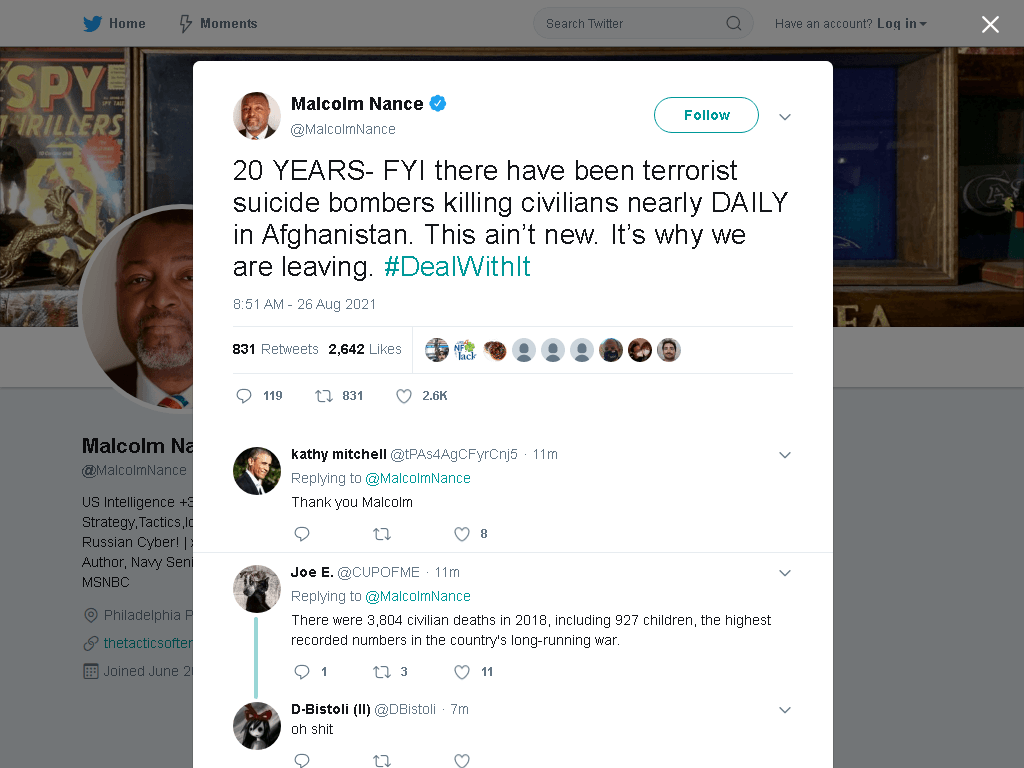 Tweet from MSNBCs Malcolm Nance. Screenshot via Twitter.