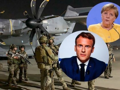 An image shot in Paris off a television screen shows French President Emmanuel Macron speaking on the situation in Afghanistan, from the Fort de Bregancon presidential summer residence at Bormes-les-Mimosas, southeastern France on August 16, 2021. - France said it will evacuate its first nationals and Afghan colleagues from the …