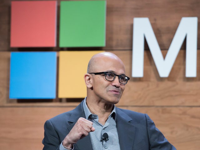 Microsoft CEO Satya Nadella shows his fist ( Stephen Brashear /Getty)