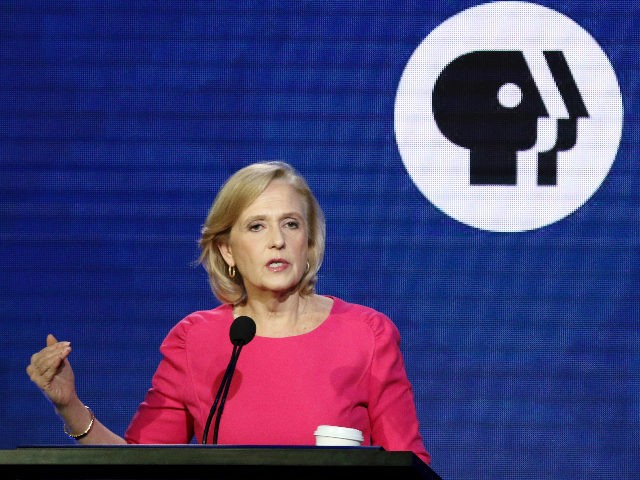 President and CEO of PBS Paula Kerger speaks during the PBS Executive Session at the Television Critics Association Winter Press Tour at The Langham Huntington on Saturday, Feb. 2, 2019, in Pasadena, Calif. (Photo by Willy Sanjuan/Invision/AP)