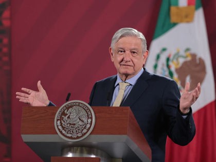 MEXICO CITY, MEXICO - JUNE 10: President of Mexico Andres Manuel Lopez Obrador gestures du