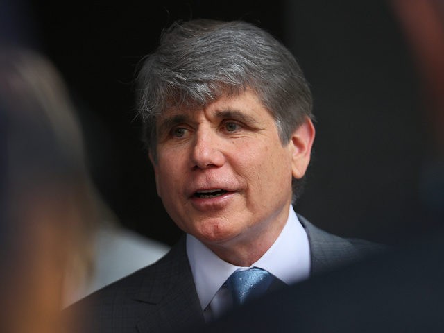 CHICAGO, ILLINOIS - AUGUST 02: Former Illinois governor and convicted felon Rod Blagojevich speaks to the press outside of the Dirksen Federal Courthouse on August 02, 2021 in Chicago, Illinois. Blagojevich was at the courthouse to file a lawsuit, claiming the Illinois General Assembly violated his civil rights by removing …