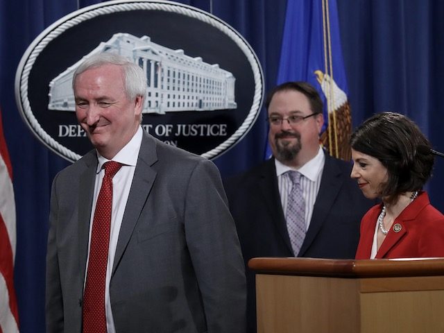 WASHINGTON, DC - JULY 19: Deputy Attorney General Jeffrey Rosen (2nd L) departs a press conference at the Justice Department July 19, 2019 in Washington, DC. Rosen announced "major developments" on the implementation of the "First Step Act” during the press conference. Also pictured are (L-R) Acting Bureau of Prisons …