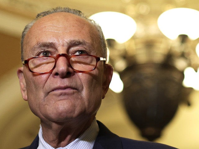 WASHINGTON, DC - JULY 27: U.S. Senate Majority Leader Sen. Chuck Schumer (D-NY) speaks dur