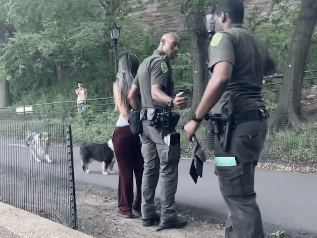 Dora Marchand being arrested in Riverside Park, August 4, 2021. Video by Richard Baron Penman. (WestSideRag/Youtube)
