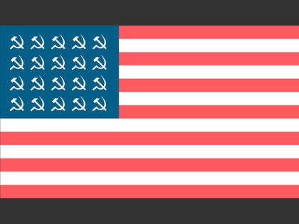 Socialist flag of the United States with hammers and sickles. Vector concept