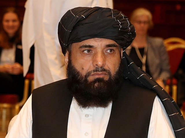 Suhail Shaheen, spokesman for the Taliban in Qatar, attends the Intra Afghan Dialogue talks in the Qatari capital Doha on July 7, 2019. - Dozens of powerful Afghans met with a Taliban delegation on July 7, amid separate talks between the US and the insurgents seeking to end 18 years of war. The separate intra-Afghan talks are attended by around 60 delegates, including political figures, women and other Afghan stakeholders. The Taliban, who have steadfastly refused to negotiate with the government of President Ashraf Ghani, have stressed that those attending are only doing so in a "personal capacity". (Photo by KARIM JAAFAR / AFP) (Photo credit should read KARIM JAAFAR/AFP via Getty Images)