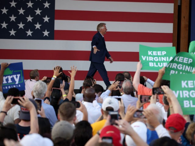 Virginia gubernatorial candidate Terry McAuliffe (D-VA) arrives to give remarks at a campa