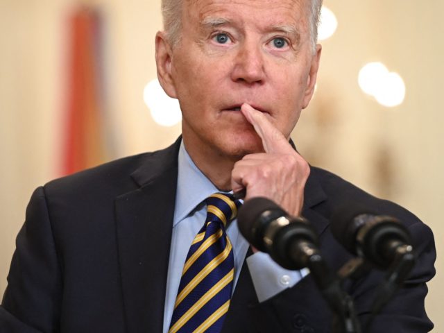 US President Joe Biden speaks about the situation in Afghanistan from the East Room of the White House in Washington, DC, July 8, 2021. - US President Joe Biden expressed confidence on July 8, 2021 in the Afghan military and said that a Taliban takeover of the country is not …