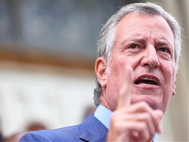 NEW YORK, NEW YORK - AUGUST 16: New York City Mayor Bill de Blasio speaks during a faith vigil for victims of an earthquake in Haiti at the steps of St. Jerome's Roman Catholic Church on August 16, 2021 in the Little Caribbean neighborhood of Brooklyn borough in New York City. Elected officials along with faith and community leaders held a vigil for victims of a 7.2-magnitude earthquake that struck Haiti on Saturday, the deadliest since the January 2010 earthquake. There have been at least 1,297 confirmed deaths and 5,700 more injured from the quake as of today. The country, which is still dealing with a political crisis from the assassination of its President Jovenel Moïse last month, is also facing Tropical Storm Grace, which is expected to hit the country between Monday night and Tuesday morning according to projections from U.S. National Hurricane Center. (Photo by Michael M. Santiago/Getty Images)