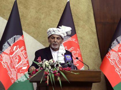 Afghan President Ashraf Ghani speaks at the extraordinary meeting of the Parliament in Kabul, Afghanistan, Monday, Aug. 2, 2021. (AP Photo/Rahmat Gul)