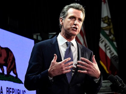 LOS ANGELES, CA - NOVEMBER 06: Democratic gubernatorial candidate Gavin Newsom speaks duri