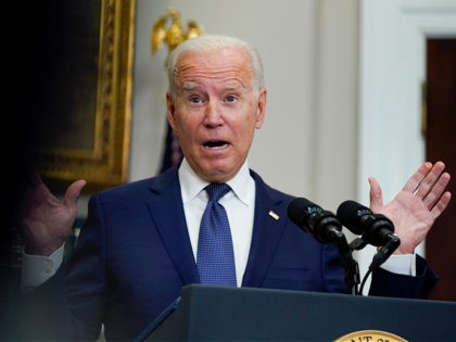 President Joe Biden answers a question from a reporter about the situation in Afghanistan