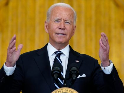 President Joe Biden speaks from the East Room of the White House in Washington, Wednesday,