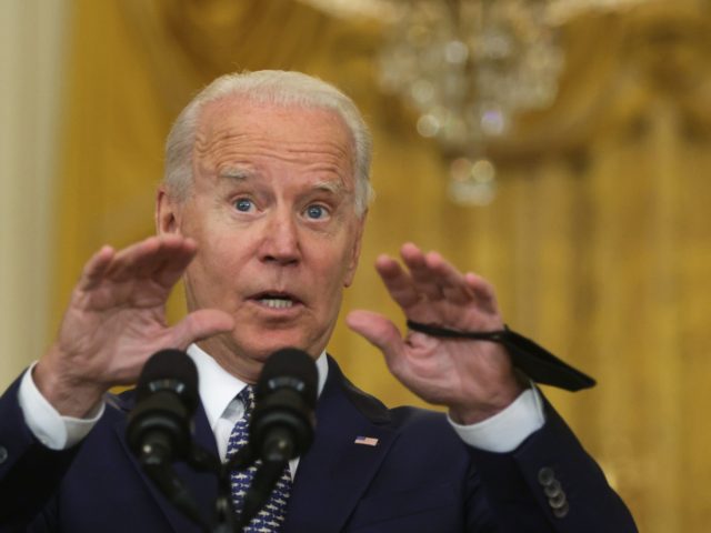 WASHINGTON, DC - AUGUST 10: U.S. President Joe Biden speaks during an event on Senate passage of the Infrastructure Investment and Jobs Act in the East Room of the White House August 10, 2021 in Washington, DC. The Senate has passed the bipartisan infrastructure bill with a vote of 69-30. …
