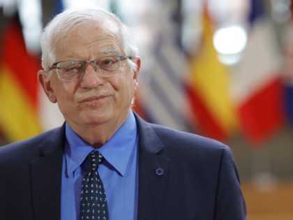 European Union foreign policy chief Josep Borrell speaks with the media as he arrives for a meeting of EU foreign ministers at the European Council building in Brussels, on May 10, 2021. - EU Foreign Affairs Ministers meet in Brussels to discuss current affairs, tensions with Russia, the Western Balkans, …