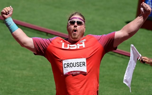 America's Ryan Crouser led a repeat of the Rio podium in the men's shot put