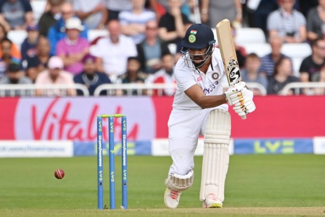 Anchor man - India opener KL Rahul bats against England on the third day of the first Test